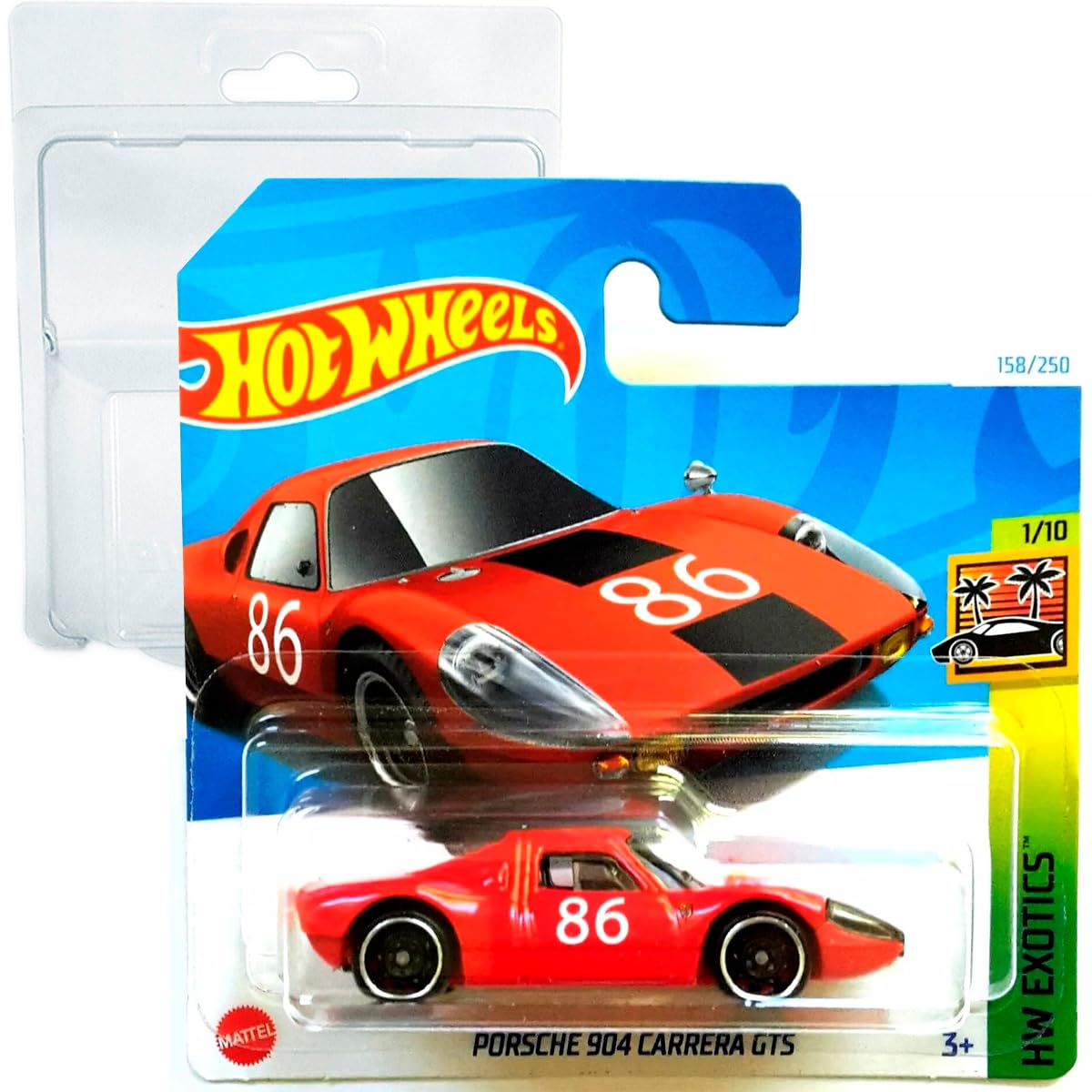 Hot Wheels Porsche 904 Carrera GTS HW Exotic 1/10 (158/250) HTD94 Red 2024 + Protector Short Card Fliki Monkey