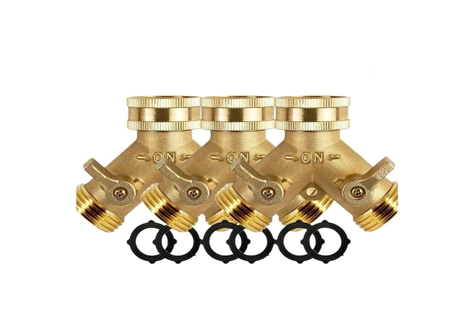 Evwgnpqrv Yellow 3Pcs Faucet Hose Splitter, Double Hose Connector 3/4Inch 2Way Brass Y-Type Water Tap 2/3Pcs Yellowoutdoorfaucet(Yellow 3Pcs)