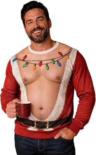 Ugly Christmas Sweater Hairy Chest Funny 3d Christmas Sweatshirts for Men
