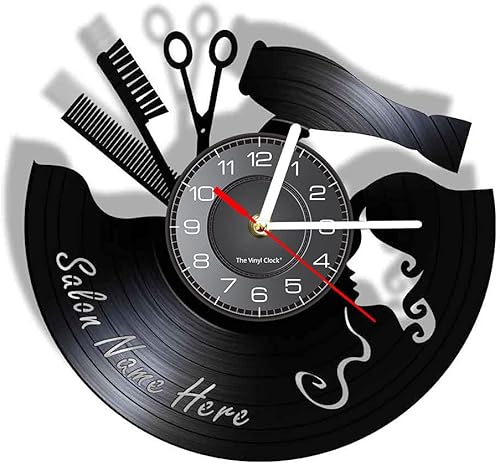 Reloj de pared de disco de vinilo con luz LED multicolor, nombre personalizado, con nombre LED, luminoso, silencioso, reloj retro para manualidades