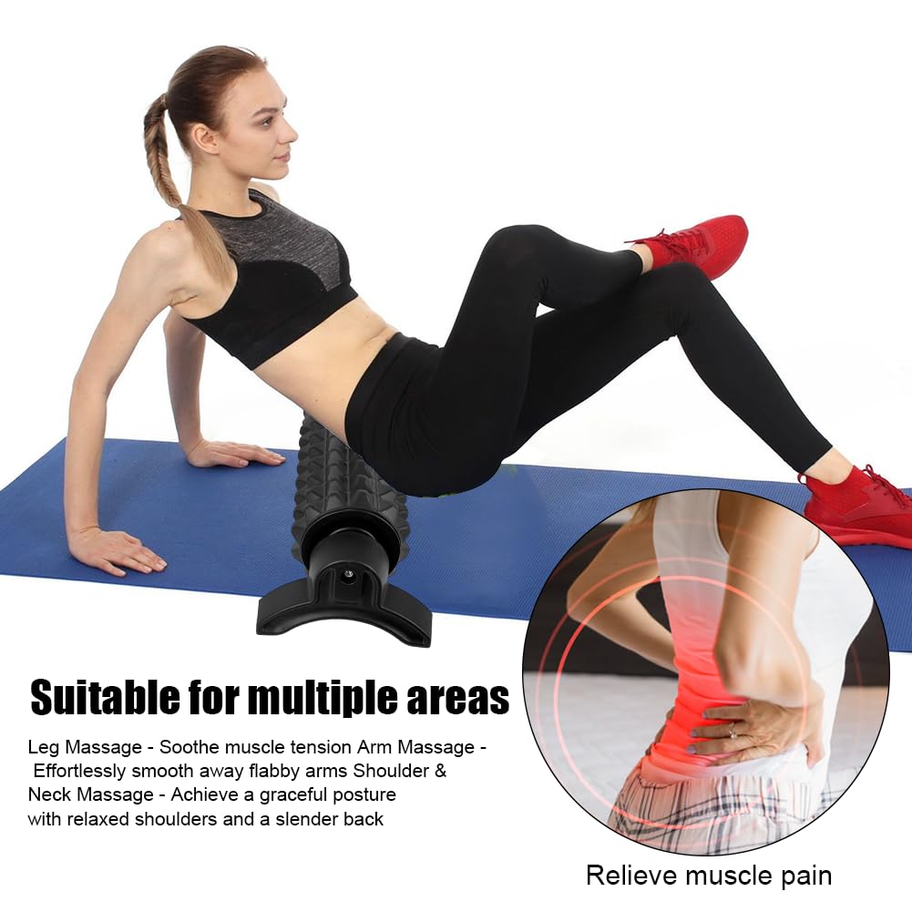 Rouleau de fascia avec texture 3D - 53 cm - Avec support - Pour dos et jambes - Dureté moyenne - Pour étirement du corps, récupération, entraînement et tissus profonds