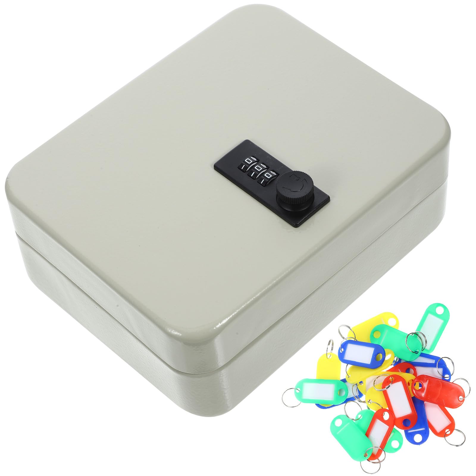 Caja de almacenamiento de llaves con cerradura y 20 etiquetas organizadoras de pared de hierro