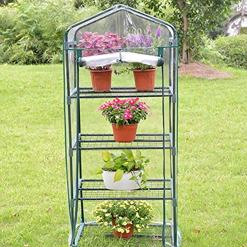 CviAn Greenhouse Mini Household Plant Greenhouse Cover Portable Garden Greenhouse Indoor Outdoor Home-Complete Mini Greenhouse-4-Tier 155x69x49cm(Frame Shelf is Not included)