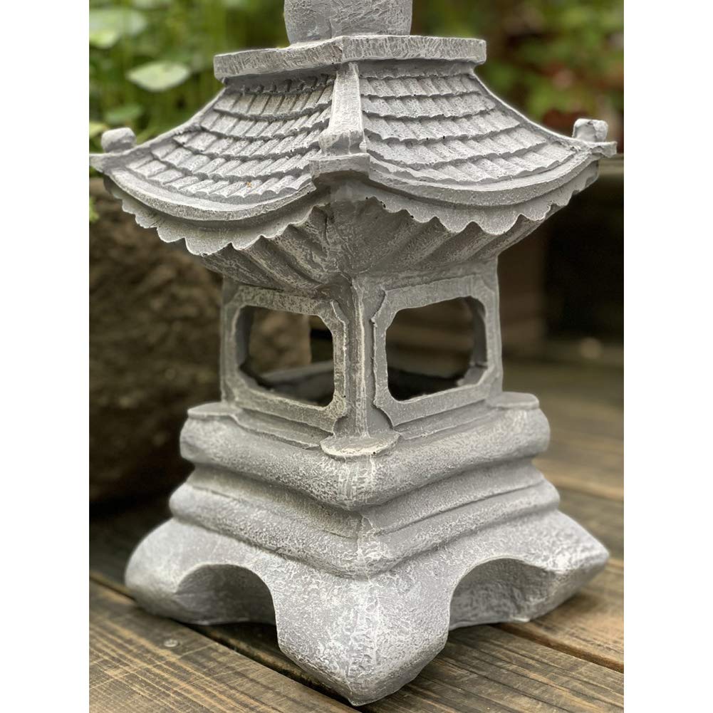 Linterna Japonesa Jardin,Decoración Asiática Linterna Pagoda Al Aire Libre Estatua,Estilo Japonés Solar Zen Jardín Luces Linterna Pagoda Luz Solar Jardín Lámpara Estatua