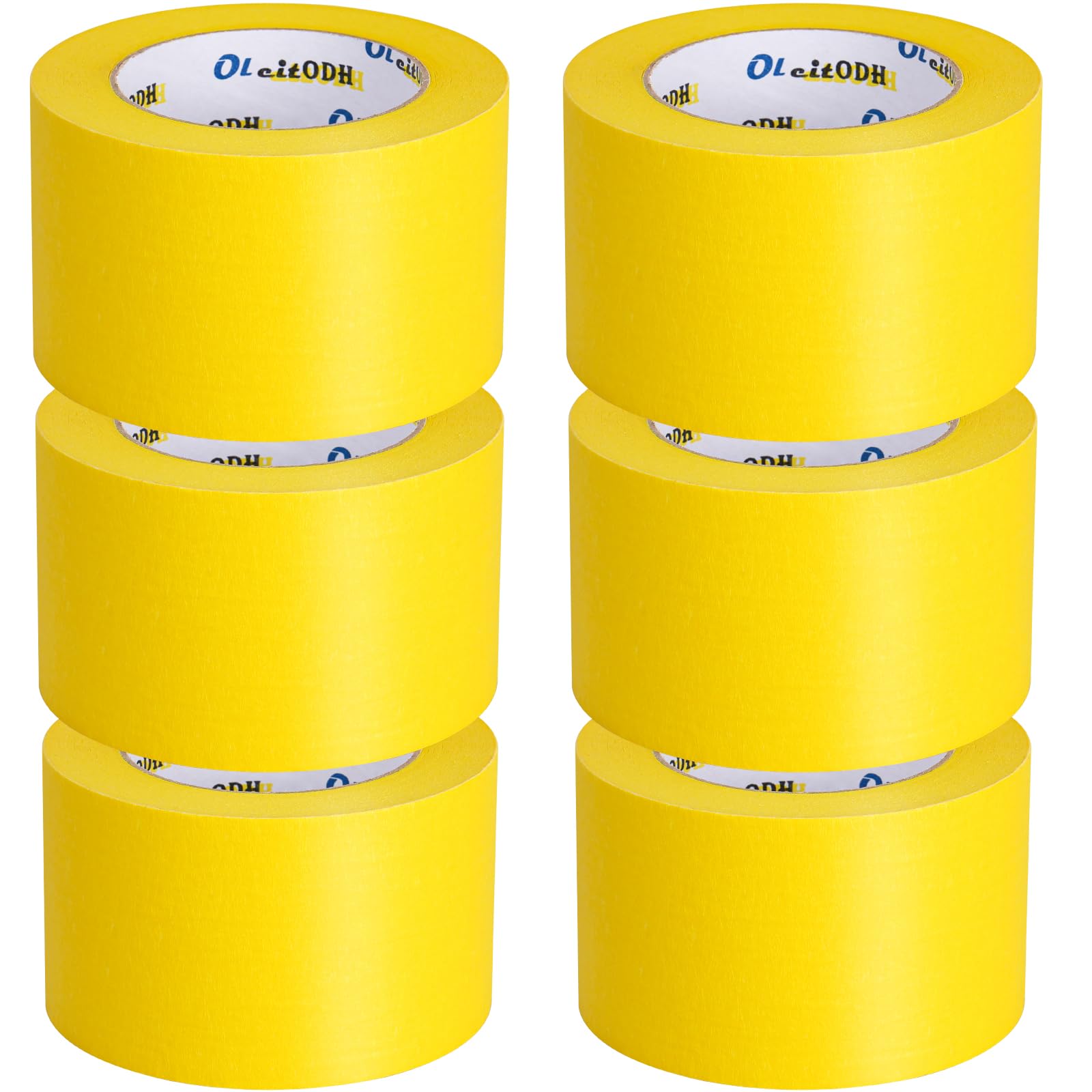 6 Rolls Yellow Painters Tape Bulk 3 inch x 60 Yards, Total 360 Yd, Painters Masking Tape No Residue Wall Painting Tape Artist Tape Trim Edge Finishing