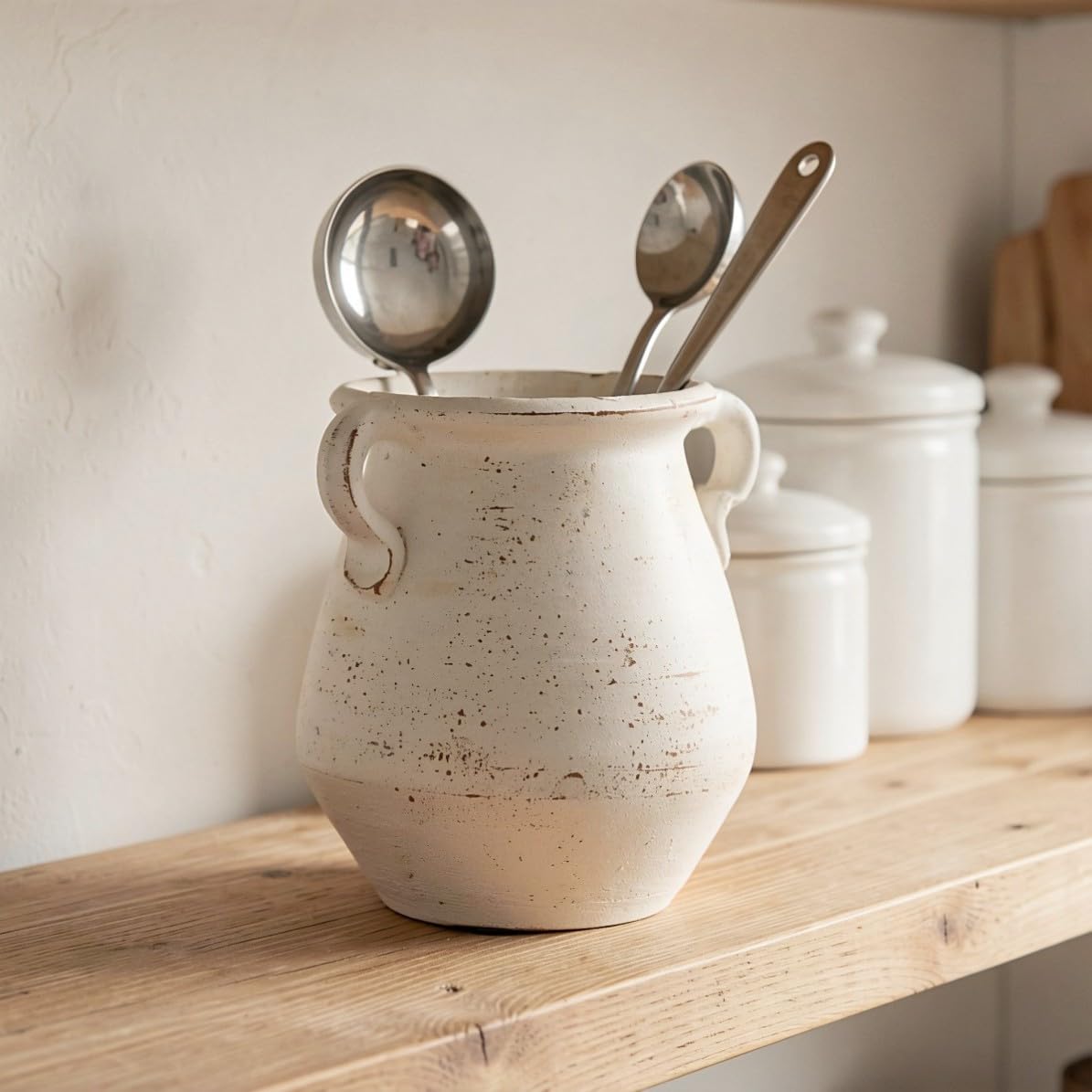 DOITOOL Soporte Cerámico Vintage para Utensilios de Cocina, Beige