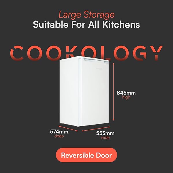 Cookology UCFR130WH under counter Freestanding Fridge in White - 130 Litre Capacity - Adjustable Temperature Control & Legs - Reversible Door - 4