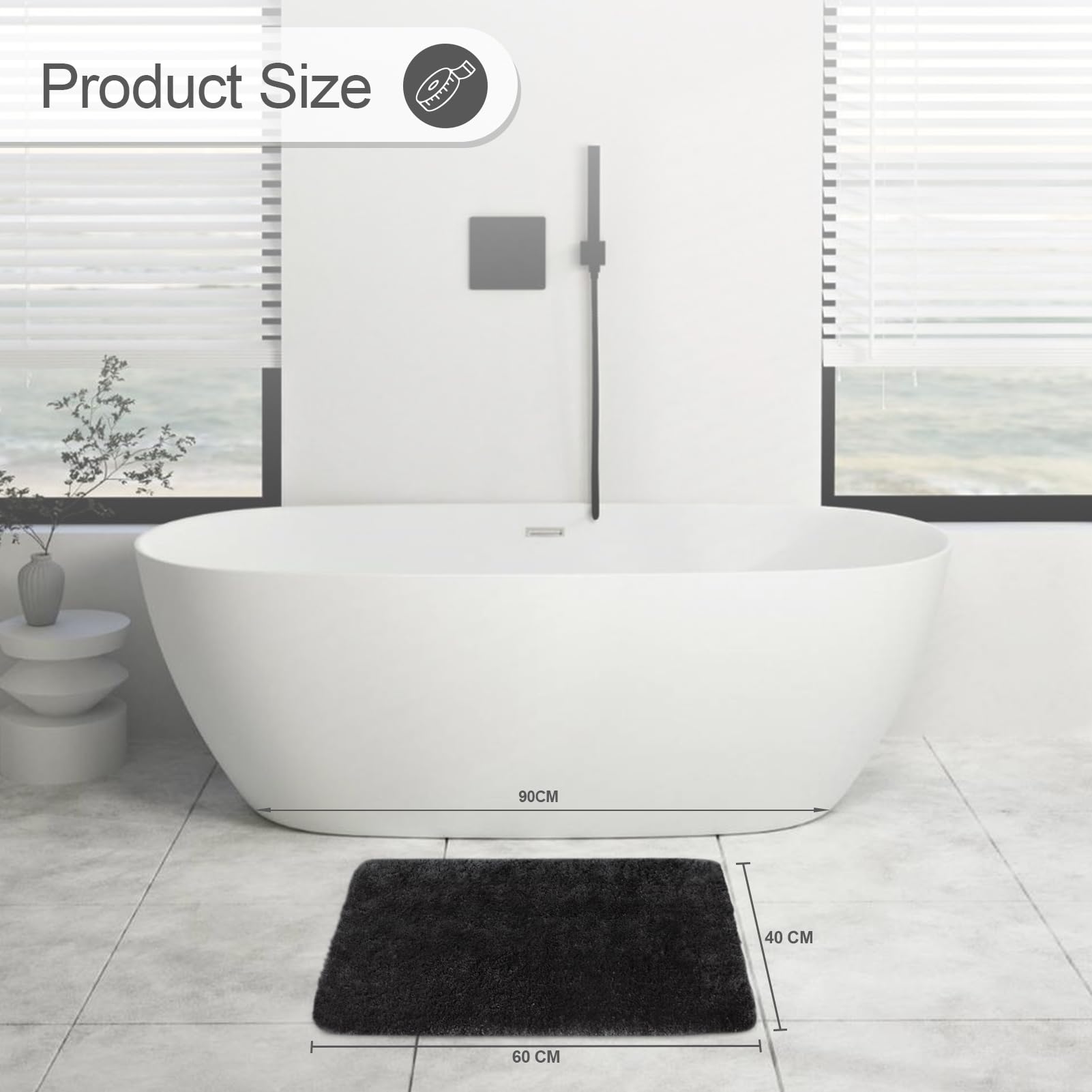 Tapis De Bain Casa Pura - Microfibre Ultra Absorbante - Antidérapant - 95cm Rond - Gris Argent