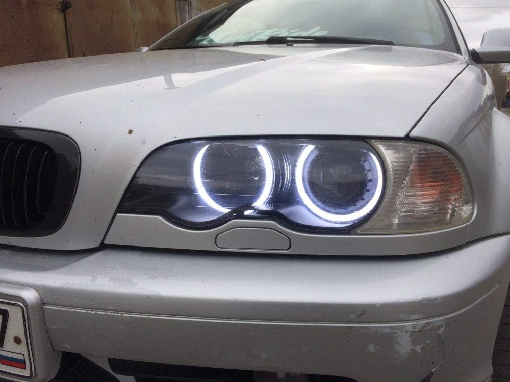 Switchback Dual Color White/Amber 131MM Halo Rings Cotton Light SMD LED Angel Eyes Compatible with BMW E36 E38 E39 E46 M3 3,5,7 Series