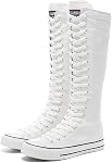 Momuk Toile Tall de femmes Dentelle jusqu'au genou High Sneakers