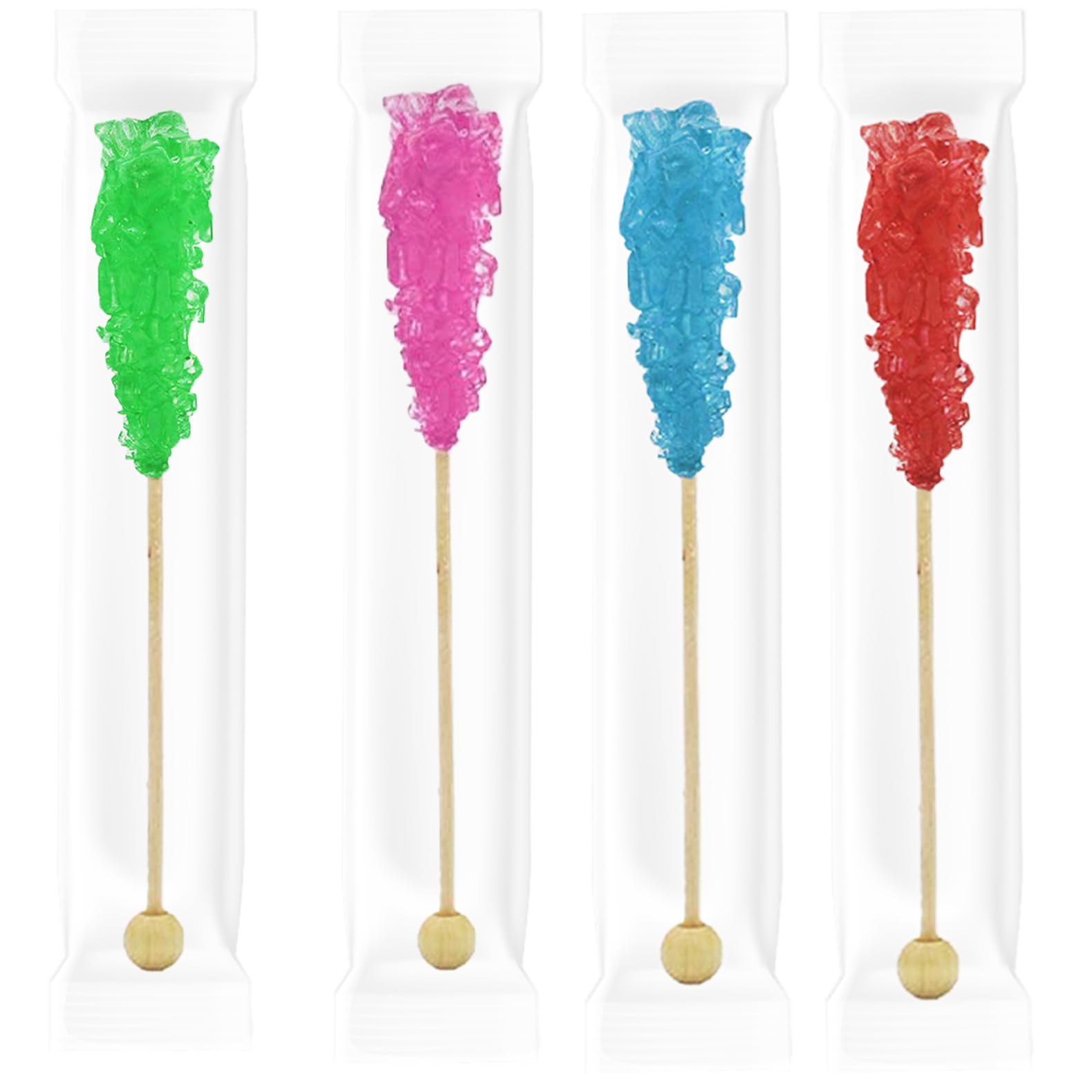 Fruidles Cherry Rock Candy Lollipops Pops Candy Suckers, Variety Flavor and Color Assortment, 5.5" (6-Pack)