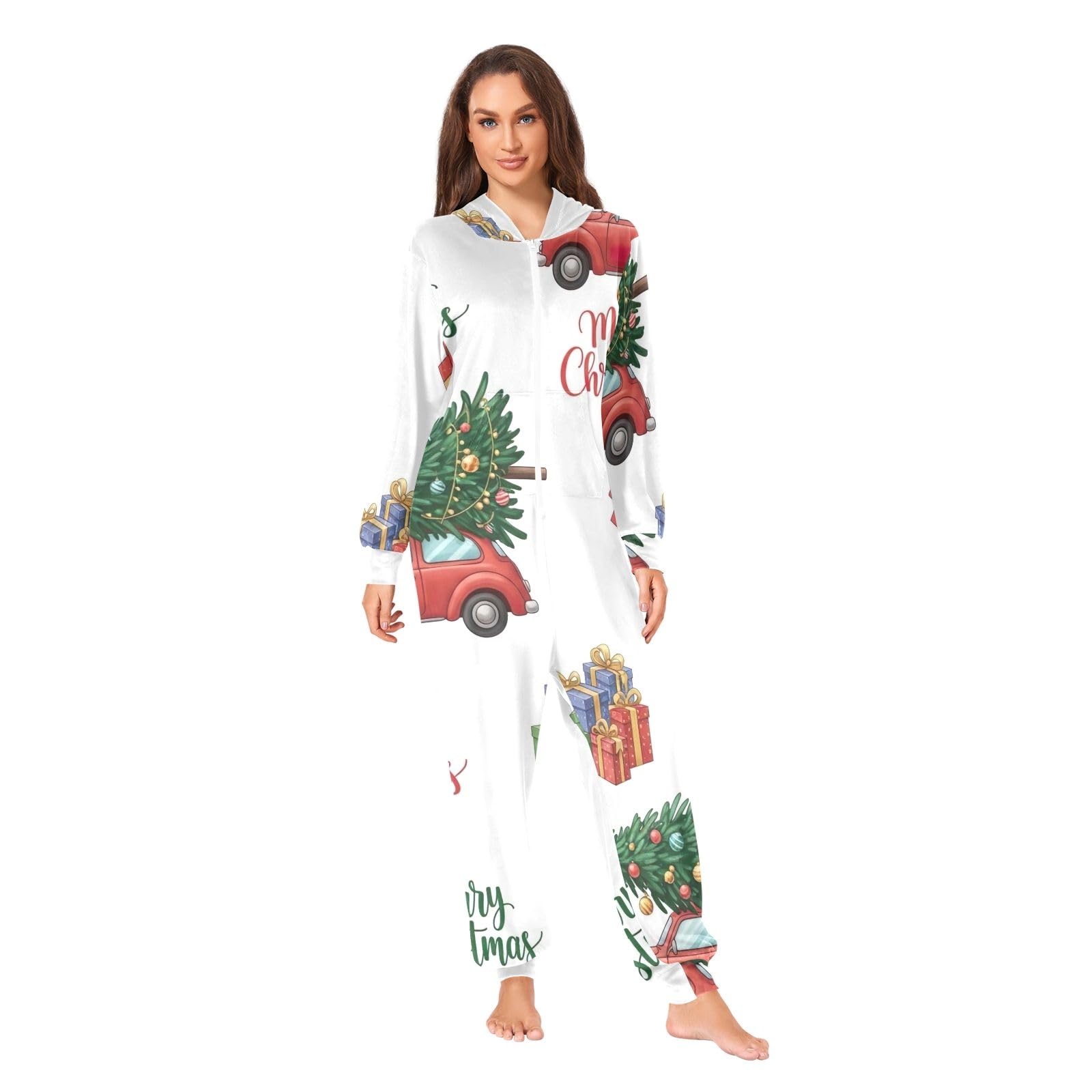 Disfraz de árbol de Navidad rojo tipo pijama cómodo contra trajes rígidos 8
