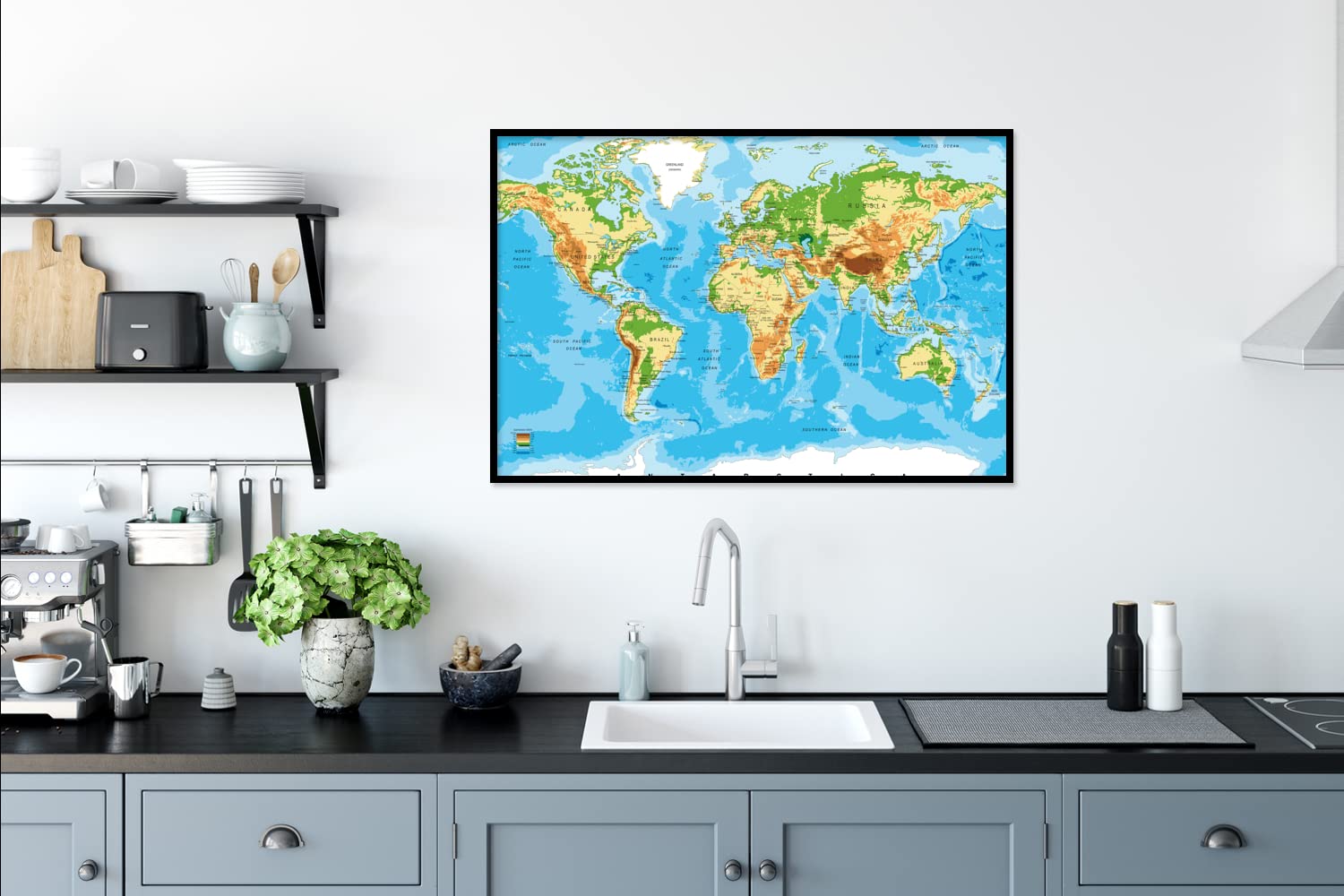 Poster Bilder Wanddeko Deko Wohnzimmer 120x80 cm Weltkarte - Atlas - Farben - Kinder - Jungen - Mädchen