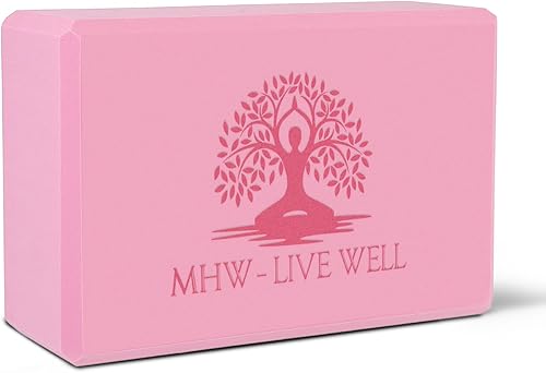 MHW - LIVE WELL EVA Foam Yoga Block, High Density Foam Exercise Block - Lightweight Pilates Block - 9.06 x 5.91 x 2.95 Inches, Single Piece, EVA