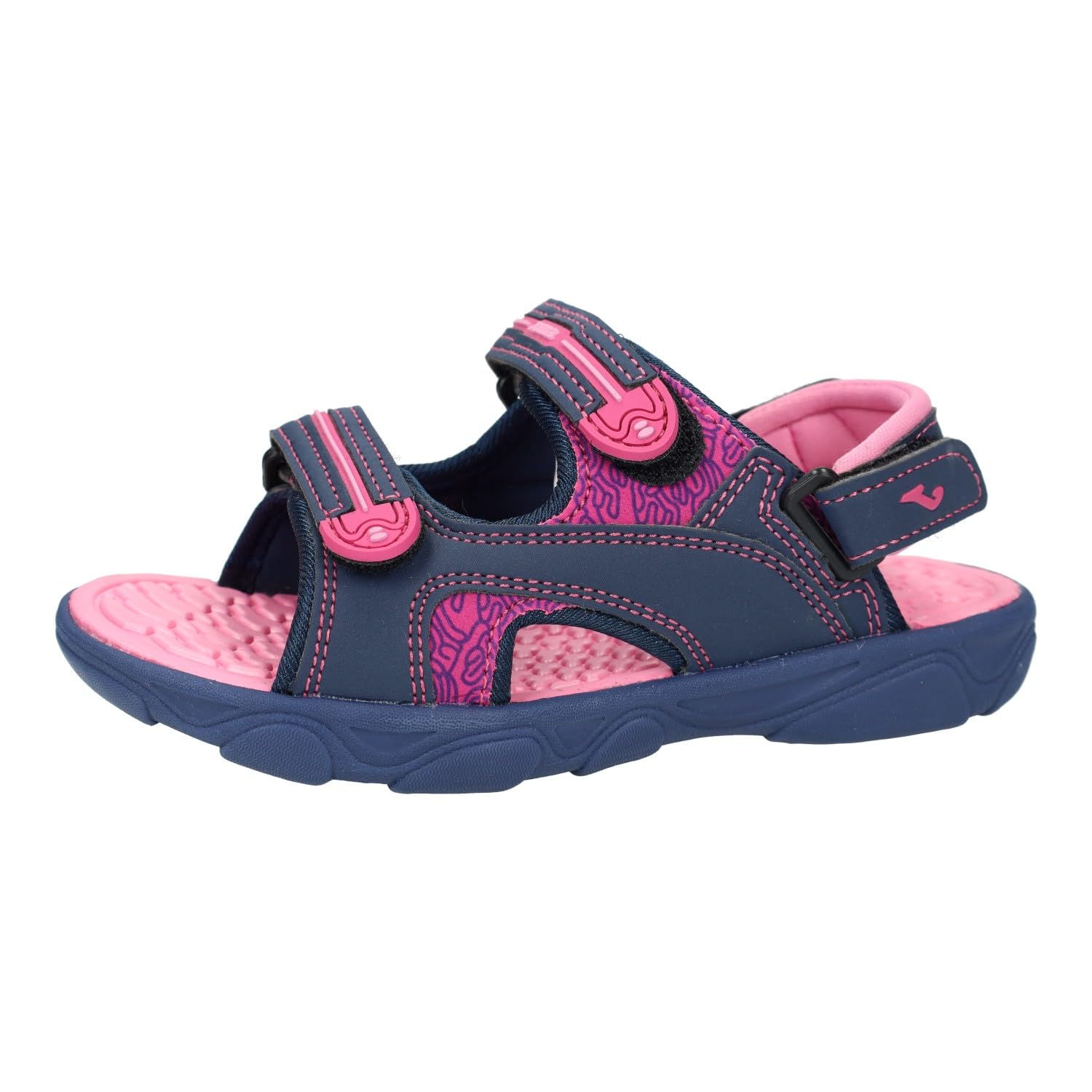 Joma SOCEJS2443V Sandalias de Verano para niñas, Color Azul Marino y Fucsia, con Cinta Textil Adhesiva, Sandalias de Goma para niñas NIÑA Sandalias