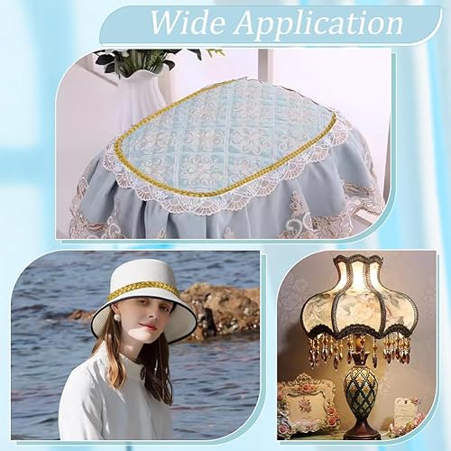 Miniatura 6 de FINGERINSPIRE 19.69 yardas de cinta de encaje trenzado metálico de 0.433 in de ancho, cinta de encaje corrugado de filigrana dorada adorno de encaje