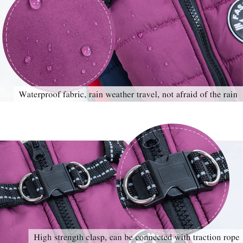 Hondenvest, waterdicht, warm vest met hondenharnas, winter, warm