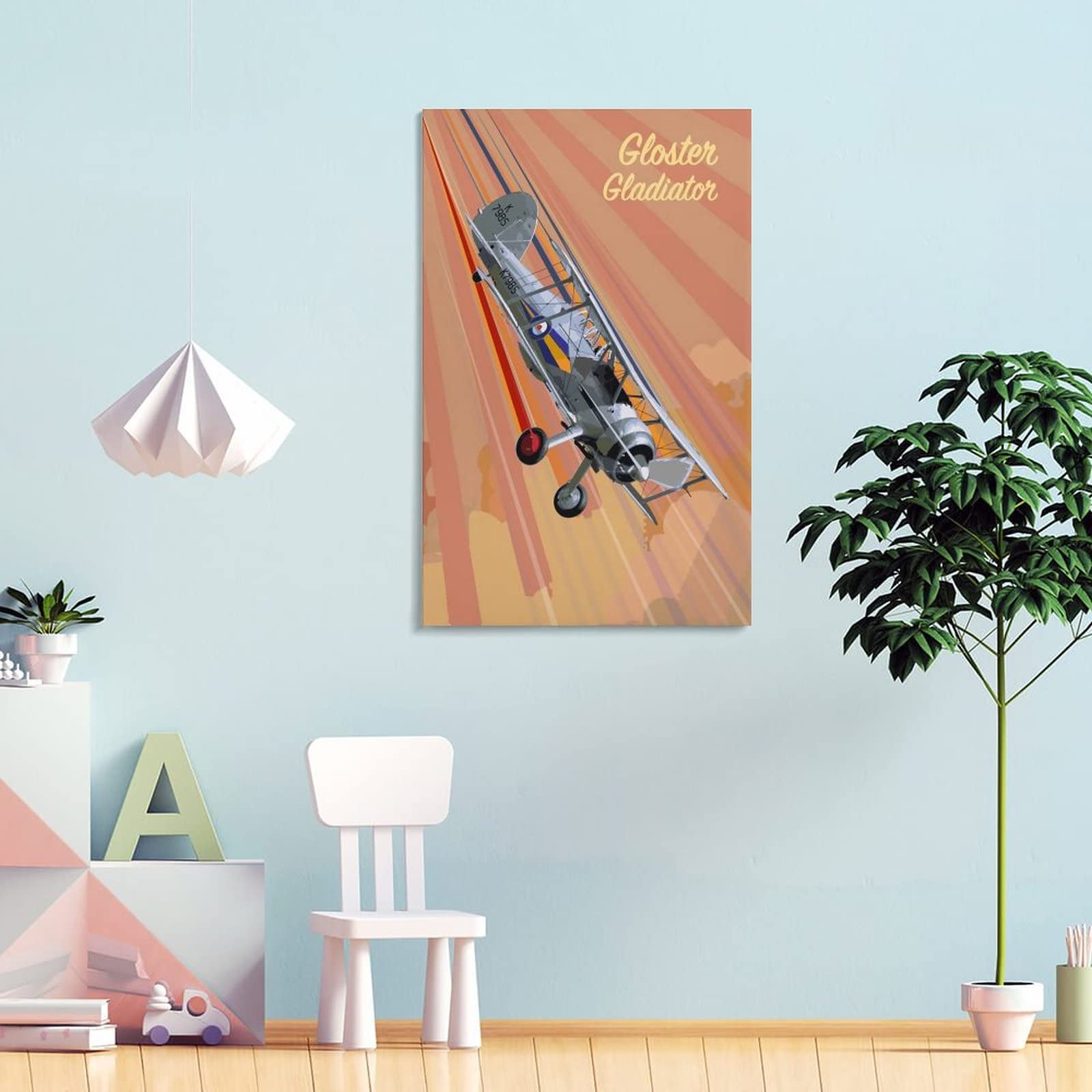 Gloster Gladiator Pop Art Poster su tela con stampa artistica da parete e da parete Modern Family Bedroom Decor Poster 40 x 60 cm