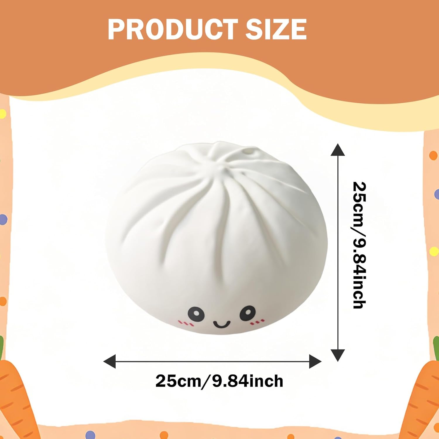 Extra Large Stress Relief Squishy Toy | 25cm Slow-Rise Dumpling Squishy | Super Soft & Comfortable, Anxiety Relief, Fun Fidget Gift (White)