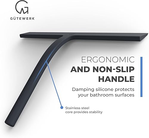 Vista 87 de GÜTEWERK Escobilla de ducha para puertas de vidrio, escobilla de silicona para ventanas, baño y limpieza de vidrio, color negro, 9 pulgadas