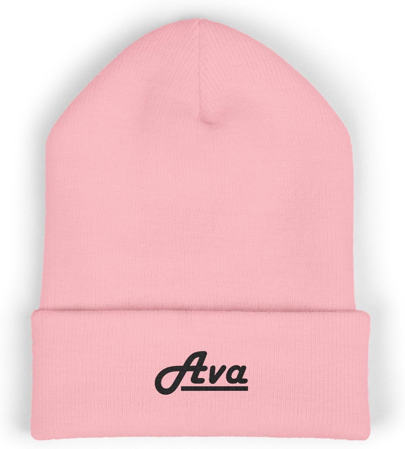 Ava Premium Classic Cuffed Beanie Hat with Embroidery Message