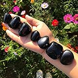 Zenkeeper 7 Pcs Large Black Obsidian Tumbled Stone, Black Obsidian Tumbled Crystals Bulk for Crystal...