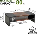 TEAMIX 2 Tiers Desktop Monitor Stand Riser 20 Inch Printer Stand with Storage Small TV Riser Laptop Wooden Desk Organizer Shelf Bookshelf