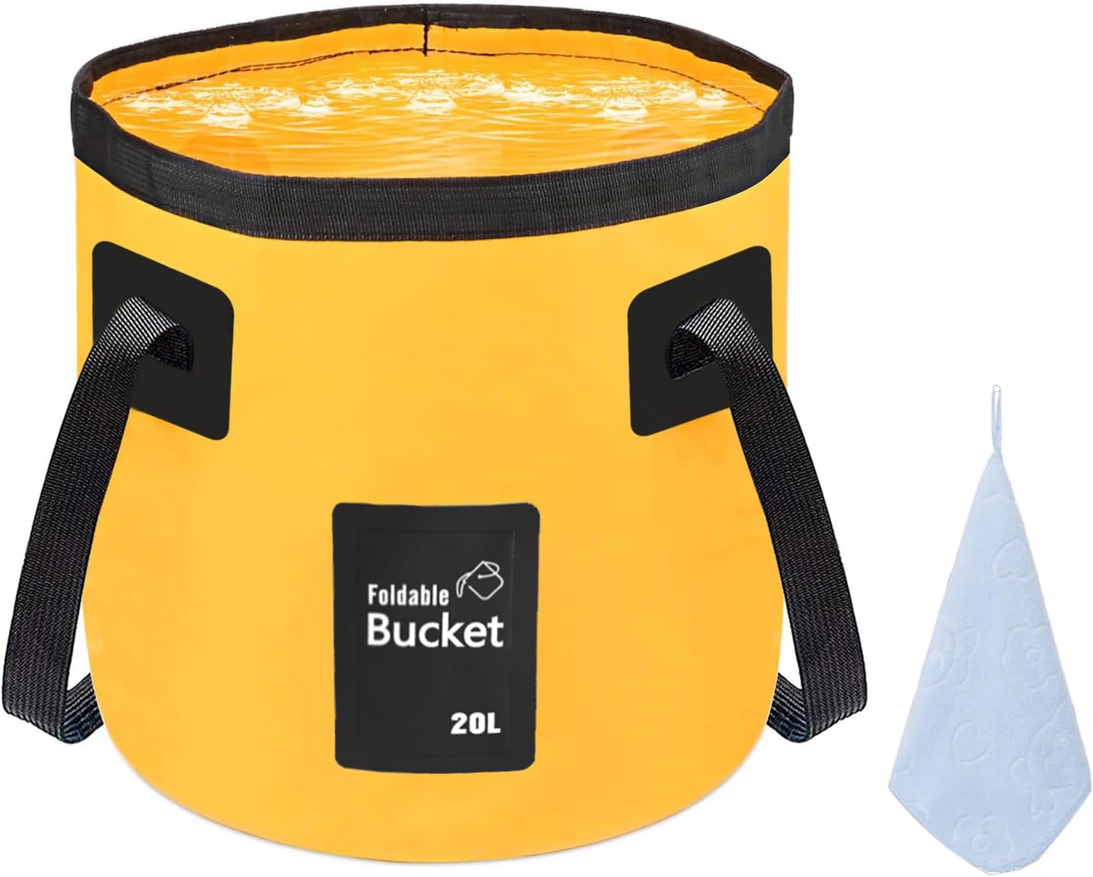 12L 20L Folding Water Bucket, Outdoor Sports Lightweight Portable Collapsible Bucket for Camping Traveling Picnic Hiking Fishing Boating Gardening Car Washing (20L, Yellow)