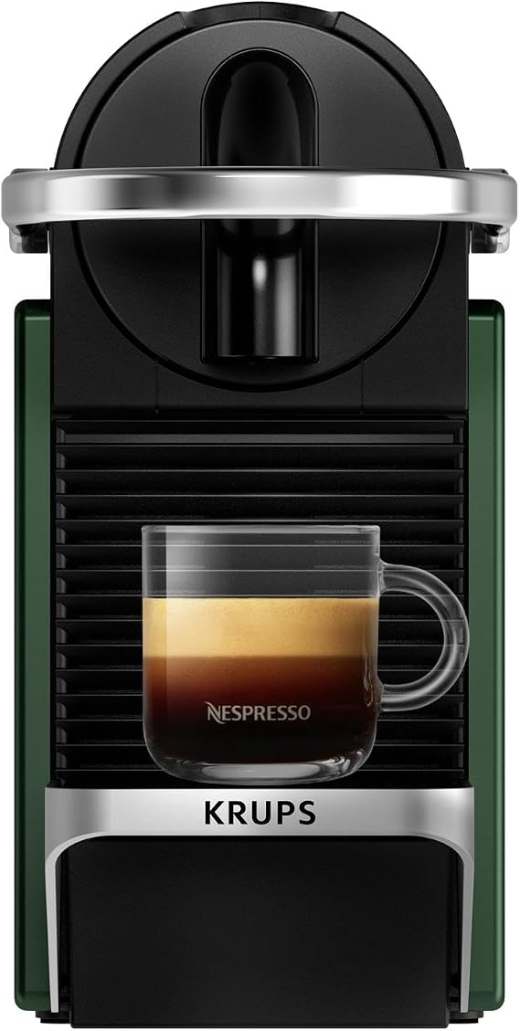 Nespresso Pixie Coffee Pod Machine by Krups, Compact Espresso Maker for Original Pods, 19-Bar High Pressure, Fast Heat-Up, Energy Saving, Auto Shut-Off, Recyclable Pods in Dark Green