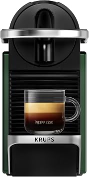 Nespresso Pixie Coffee Pod Machine by Krups, Compact Espresso Maker for Original Pods, 19-Bar High Pressure, Fast Heat-Up, Energy Saving, Auto Shut-Off, Recyclable Pods in Dark Green
