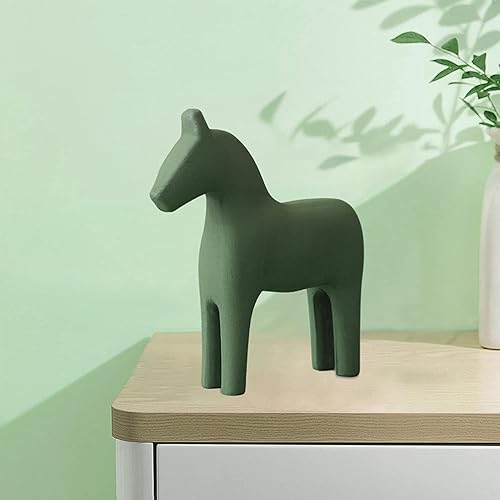Miniatura 3 de Estatuilla de caballo de madera Estatua de caballo Adornos de animales para la decoración de mesa de oficina en casa - Verde