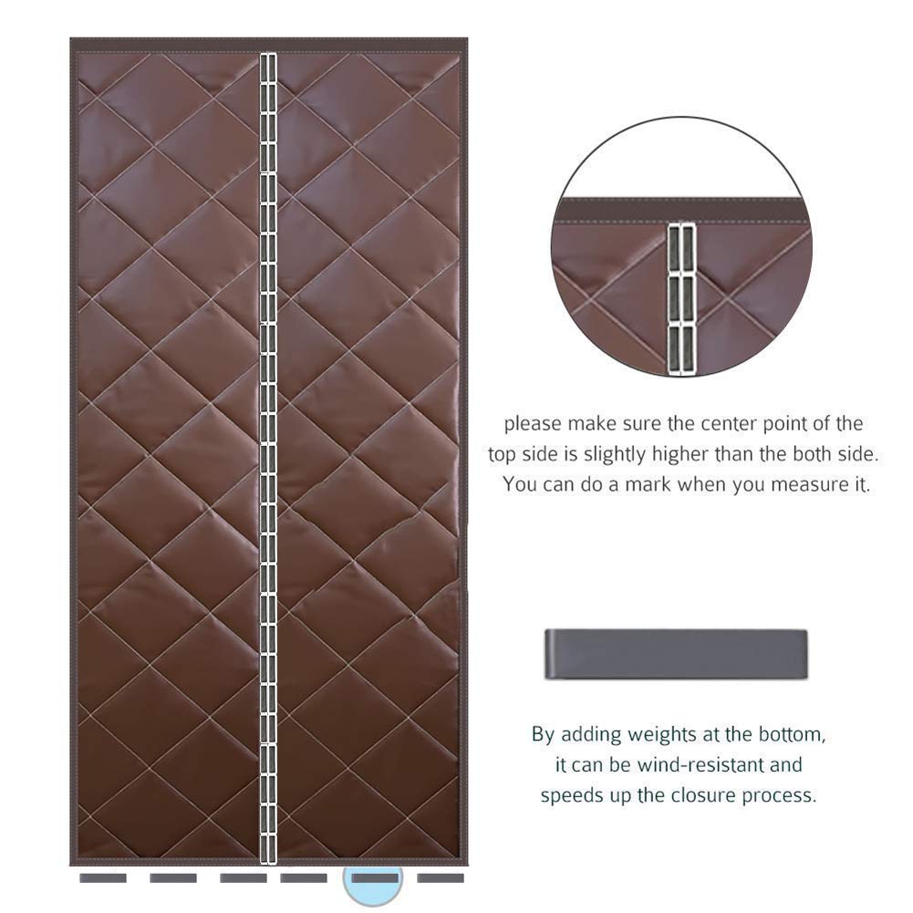 Rideau de porte magnétique - 165 x 265 cm - Joint d'étanchéité - Installation facile - Garde au chaud en hiver et frais en été - Maille lourde pour terrasse, cuisine, chambre à coucher - Marron
