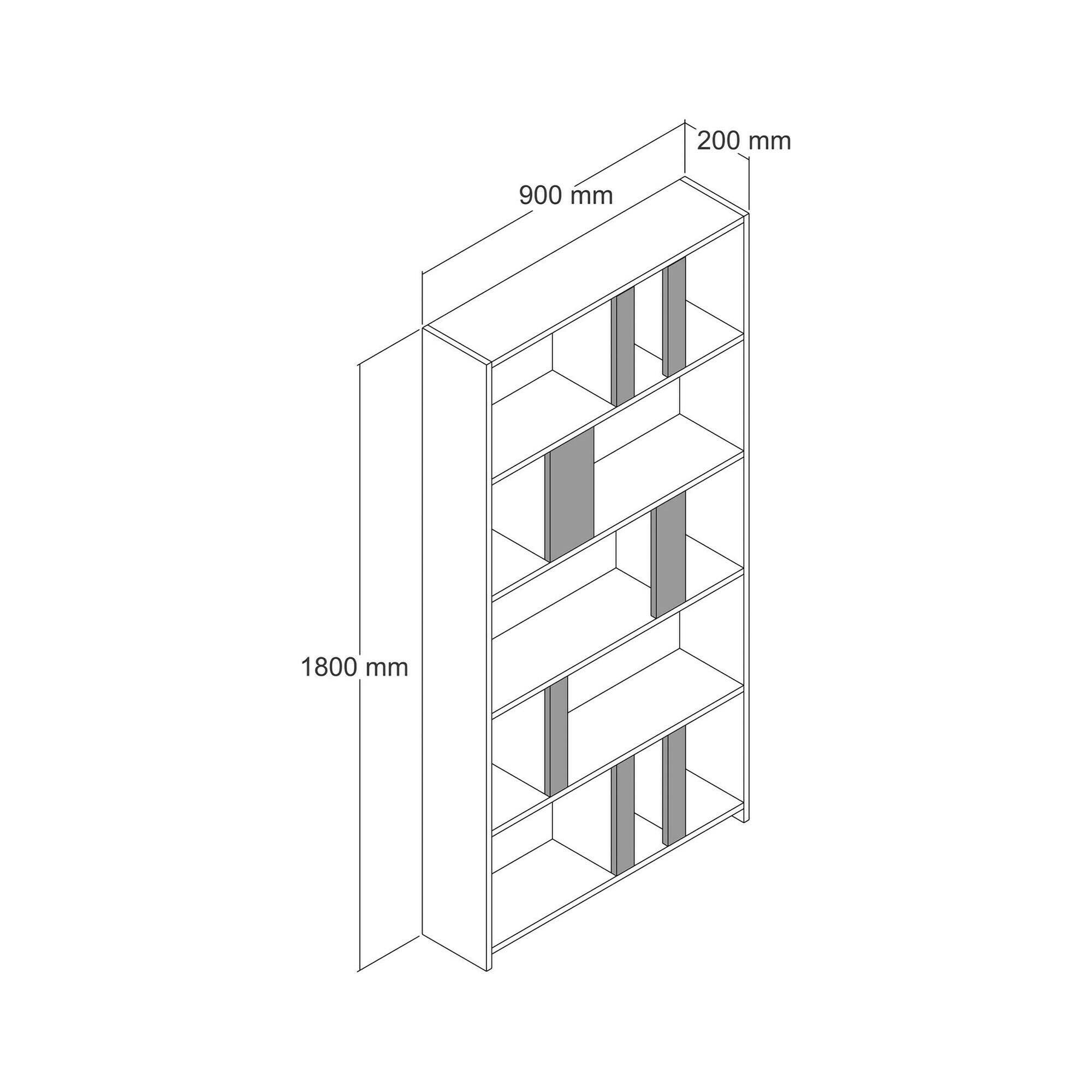 Libreria Hamal 90x20x156 Cm In Effetto Quercia - Scaffale Per Libri Ufficio Casa - Foto 4