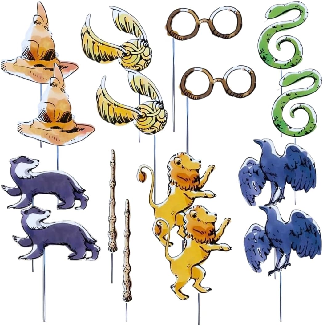 Unique Harry Potter Multicolor Photo Booth Props (8 Pc) | Perfect For Magic Themed Events & Celebrations