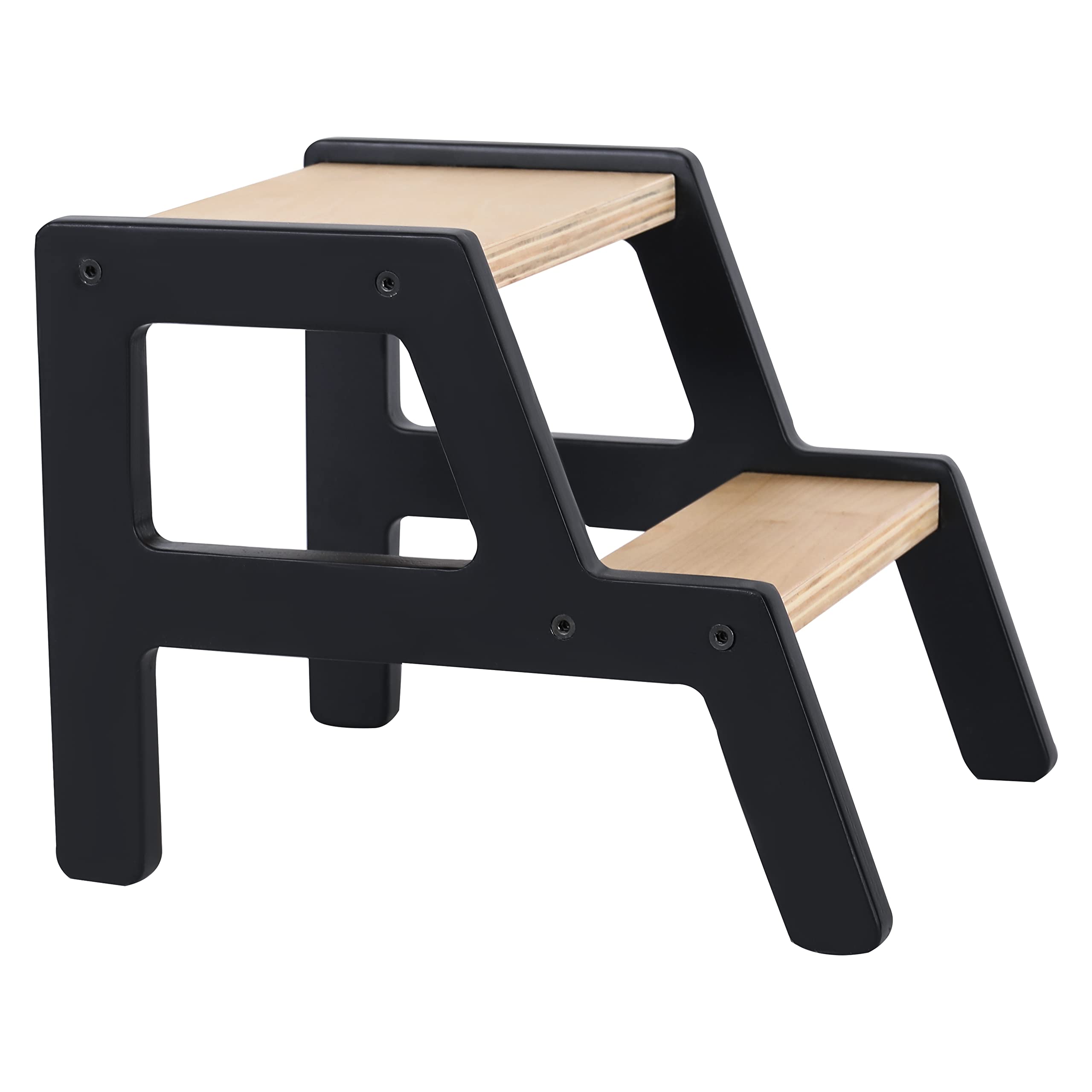 ARTAWEIN Toddler Step Stool - Multifunctional Wooden Stool for Kids, Designed for Bathroom Sink, Kitchen, Bedside Helper & More, Small Step Stool for Adults Too (Small, Black)