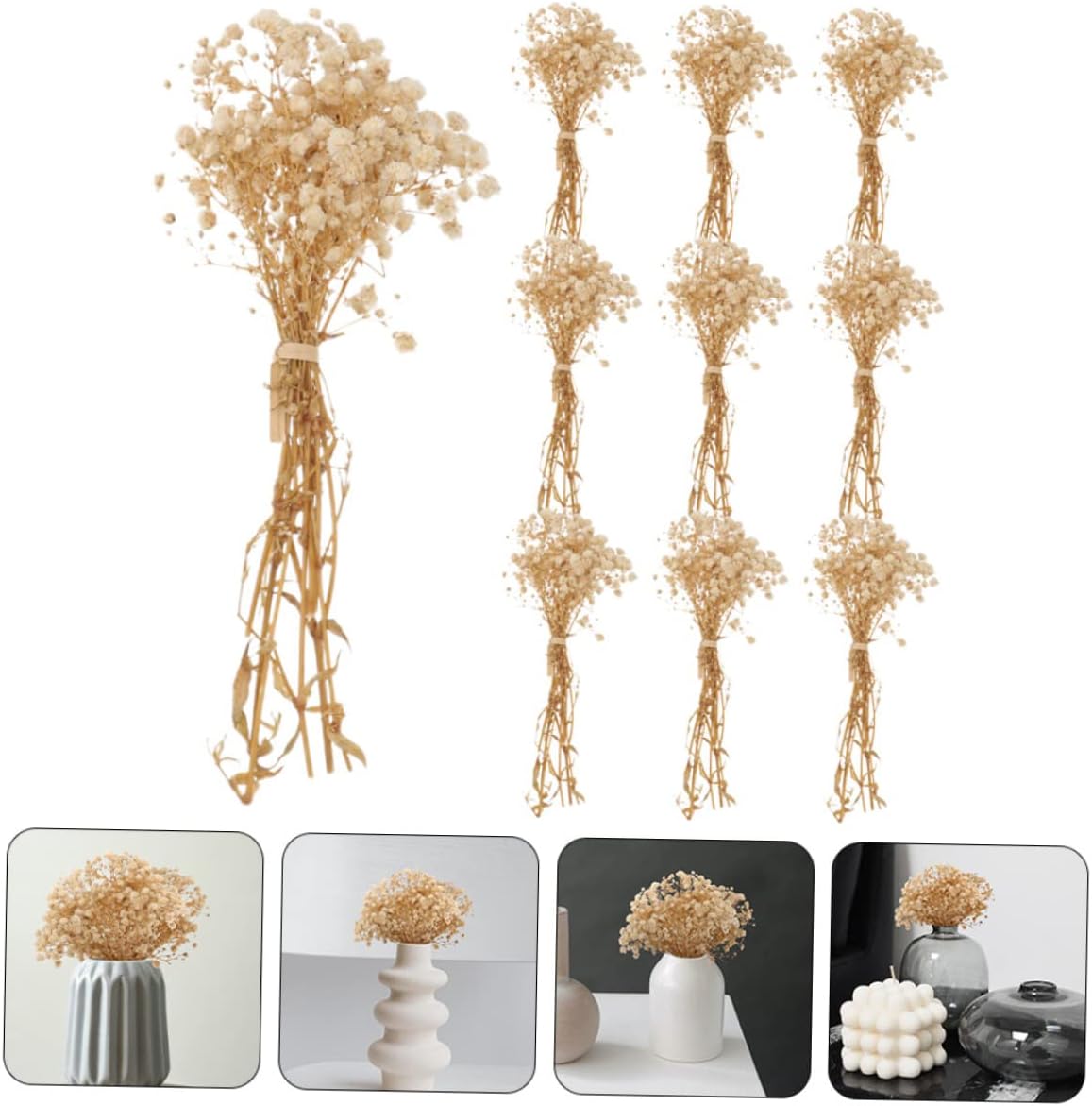 ABOOFAN 3pcs Bundles Dried Babysbreath Flower Bouquets Realistic Fake Gypsophila for Home Decor Wedding Table Centerpieces Versatile Floral Arrangements Present Choice