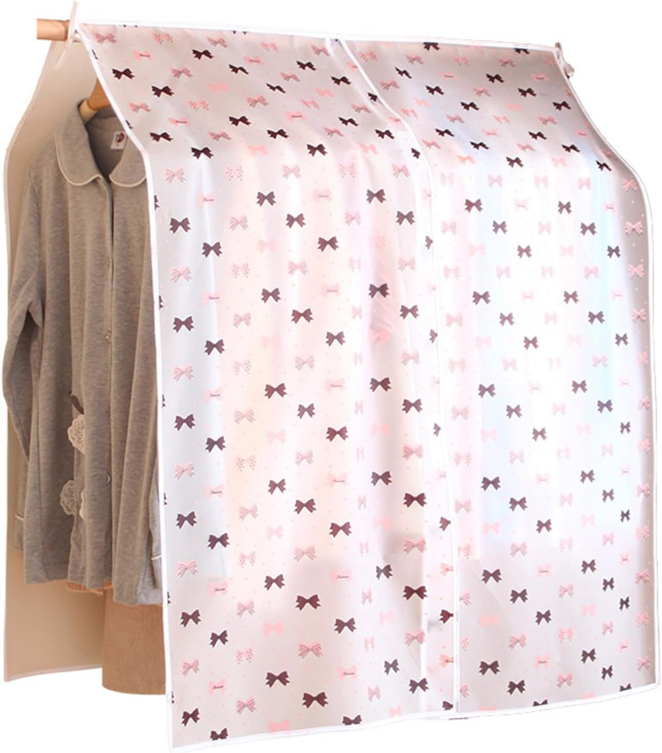 Fundas para Ropa Impermeable Transpirable Ropa Translúcida Rac Funda Antipolvo Estampado Lindo Colgando Armario Almacenamiento Bolsas para Ropa,Lazos,60x120cm