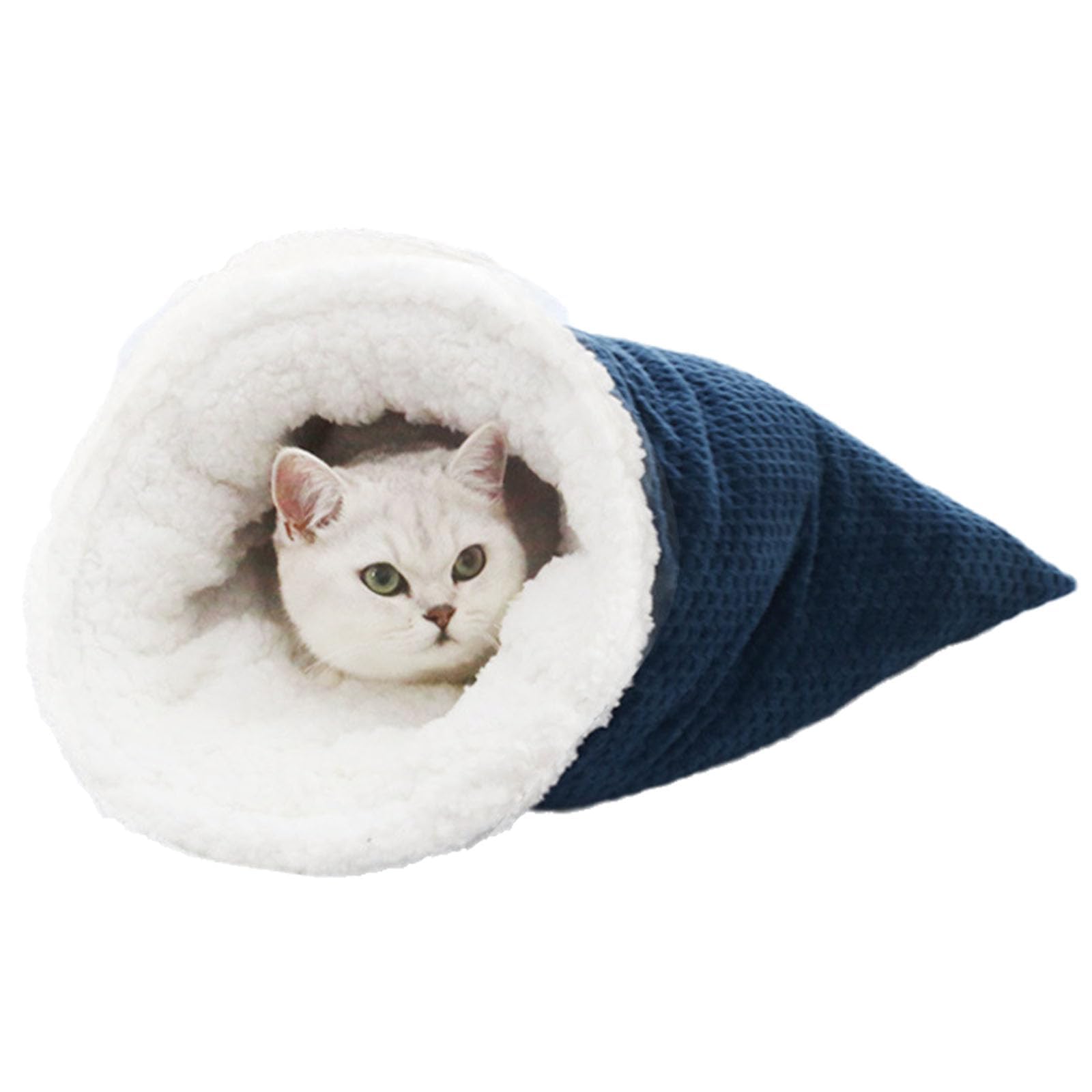 Zumylea Cat Sleeping Bag, Winter Cosy Cat Bed Cave 360°Wrap Comfortable Pet Snuggle Sack, Semi-Enclosed Design, Warm Nest for Indoor Cats&Small Dogs (Blue)