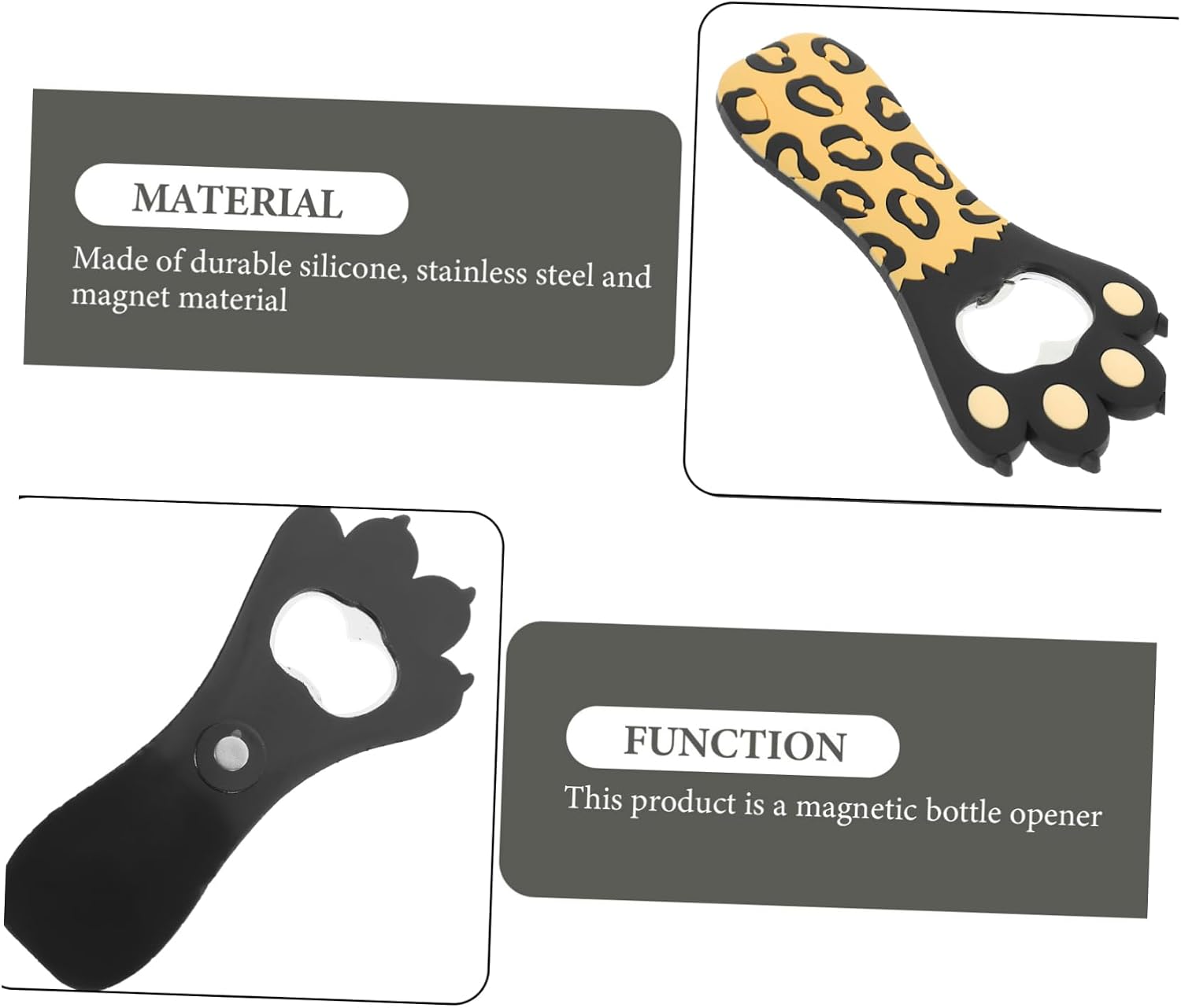 Cat Claw Bottle Opener Rv Decor Outdoor Decor Multitools Beer Openers Cat Kitchen Beer Accessories Vintage Decor Outdoor Refrigerators Bottle Opening Tool Cork Metal Silicone Lever (Black 12.5X5.3CM) image 3