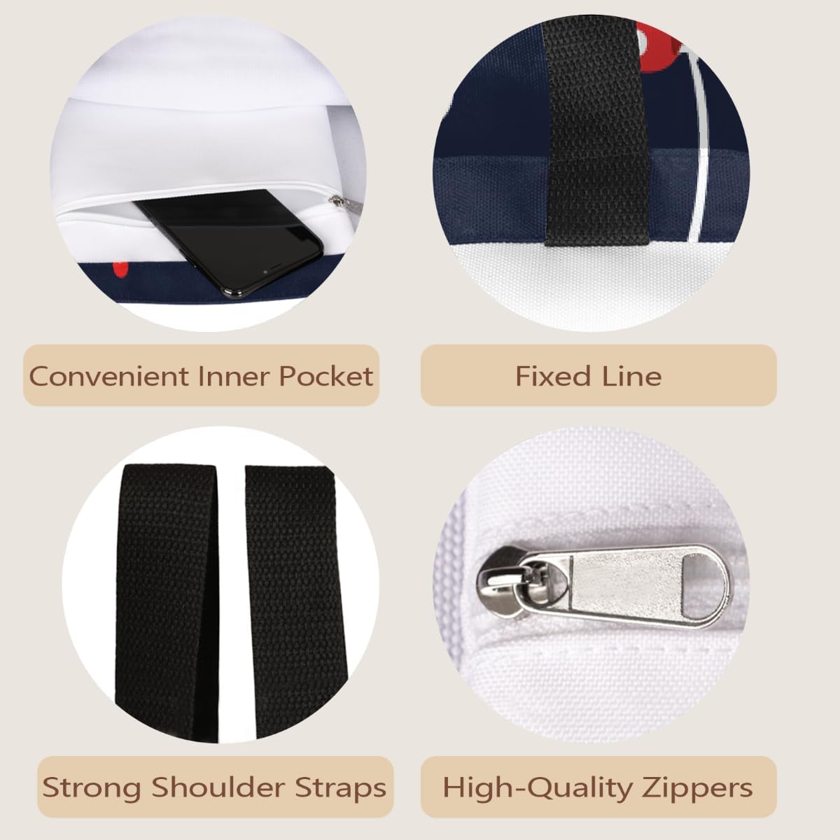 Large Canvas Tote Bag for Women - 13.5x15 Inch Reusable Shopping Bag with Inner Zipper Pocket - Image 5