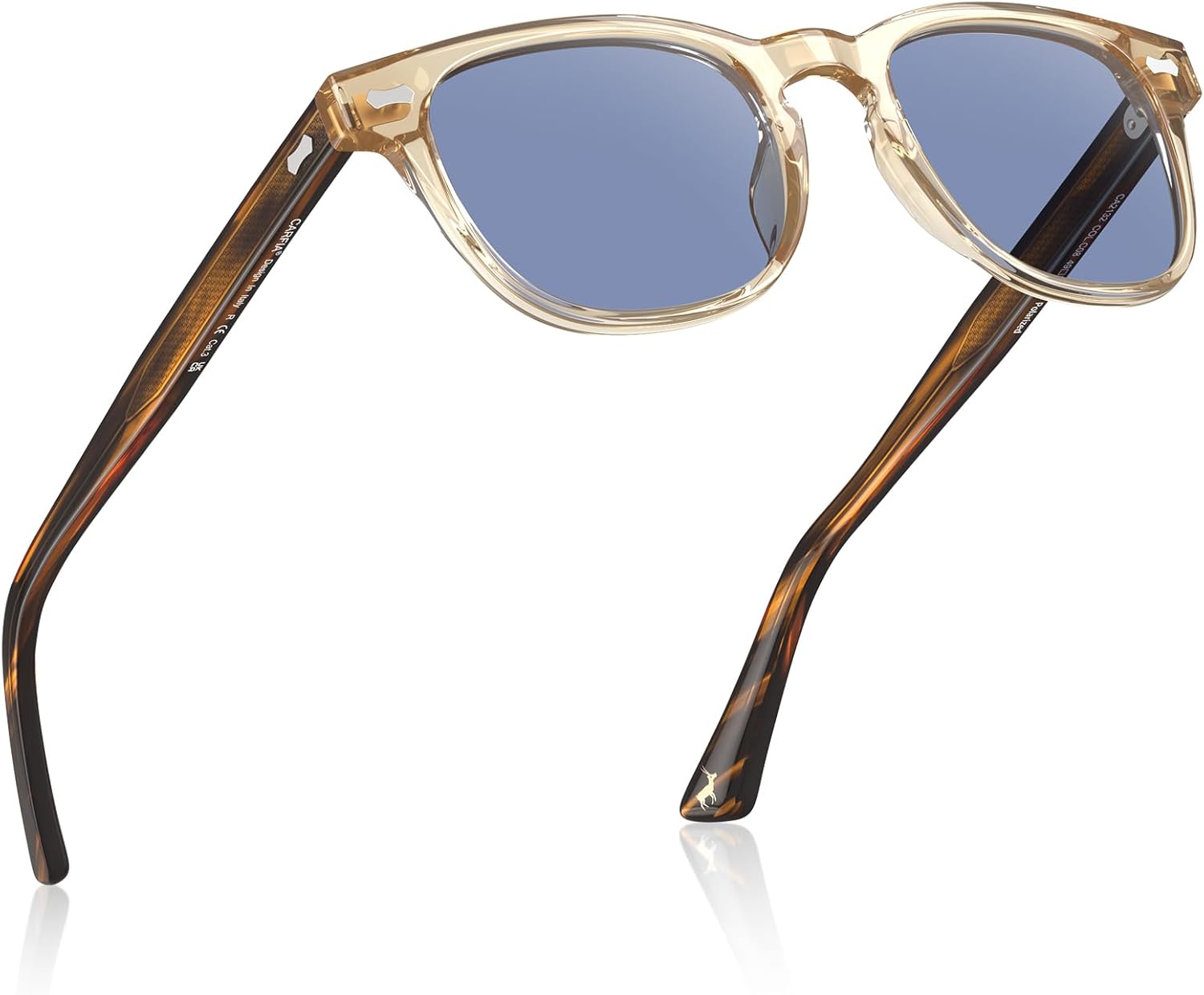 CARFIA Modern Retro Small Face Polarized Sunglasses for Men Classic Square Hand-crafted Acetate Frame CA2132