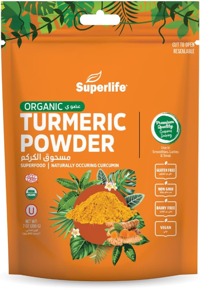 Superlife Organic Turmeric Powder | Naturally Occurring Curcumin | Superfood to Supports Healthy Joints | Anti-inflammatory | Potent Antioxidant | 200 Grams