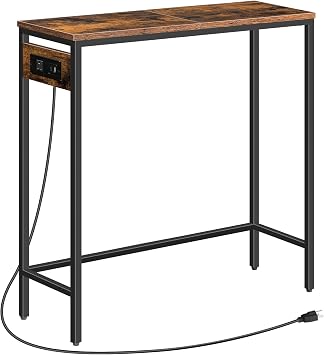 HOOBRO Narrow Console Table with Power Outlets, Small Entryway Table