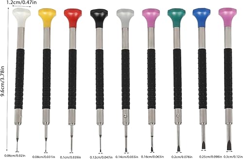 Miniatura 7 de CheriMuMu Juego de destornilladores de micro precisión, 9 piezas de herramientas de reparación de relojes, kit de destornilladores pequeños con 16