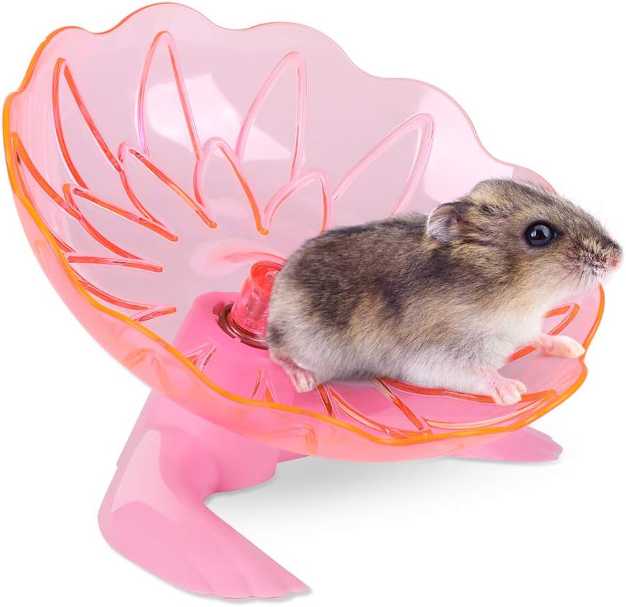 Silent Hamster Wheel, Mouse Hamster Plastic Racing Disc Flying Saucer Exercise Toy for Hamsters Gerbils Chinchillas and Hedgehogs