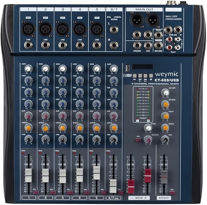Table De Mixage Weymic E-Series 8 Canaux - USB, Bluetooth, 48V Phantom Power Pour DJ Et Karaoké