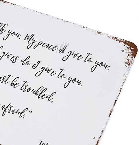 Miniatura 7 de Letrero de metal con texto en inglés Peace I Leave with You de 7.9 x 11.8 pulgadas, decoración de pared retro para el hogar, garaje, barra de