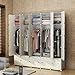 MAGINELS Closet Shelves Wardrobe Clothes Organizer Cube Storage Armoire Cabinet Dresser for Bedroom Portable Wood Grain 10 Cube & 5 Hanging Section