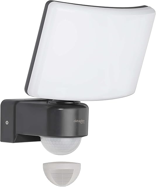 Oktaplex lighting Reflektor LED z czujnikiem ruchu na zewnątrz Cali Motion 30 W | reflektor ścienny IP65 antracyt 3000 K ciepła biel z funkcją Master
