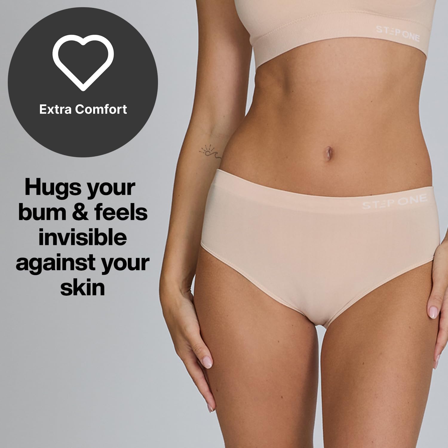 STEP ONE SmoothFit Bikini Brief 3 Pairs Ultra-Soft Viscose from Bamboo, Moisture Wicking Womens Underwear, Hypoallergenic